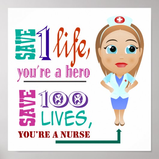 Rett 100 Leben, du bist Krankenschwester Poster (Vorne)