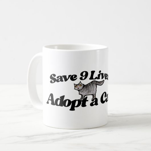 Rett 9 Leben Adoptiere eine Katze Kaffeetasse (Vorderseite Links)