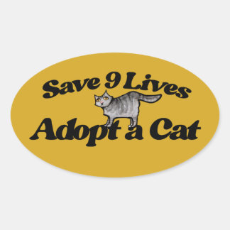 Rett 9 Leben Adoptiere eine Katze Ovaler Aufkleber