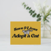 Rett 9 Leben Adoptiere eine Katze Postkarte (Stehend Vorderseite)