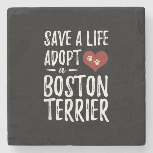 Rett a Life Adoptier a Boston Terrier for Rescue D Steinuntersetzer