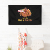 Rett A Turkey Eat Pizza Funny Erntedank Classic Banner (Insitu)