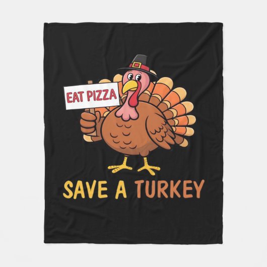 Rett A Turkey Eat Pizza Funny Erntedank Classic Fleecedecke (Vorderseite)