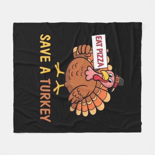 Rett A Turkey Eat Pizza Funny Erntedank Classic Fleecedecke (Vorderseite (Horizontal))