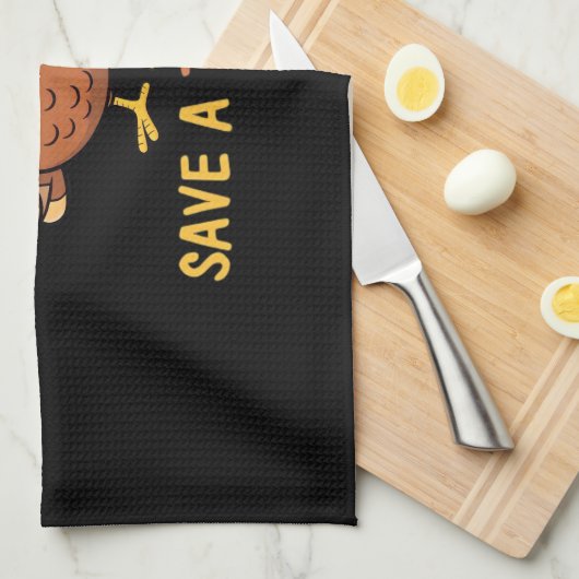 Rett A Turkey Eat Pizza Funny Erntedank Classic Geschirrtuch (Viertel Falte)