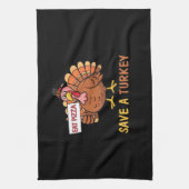 Rett A Turkey Eat Pizza Funny Erntedank Classic Geschirrtuch (Vertikal)