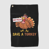Rett A Turkey Eat Pizza Funny Erntedank Classic Golfhandtuch (Vorderseite)