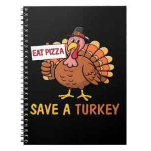 Rett A Turkey Eat Pizza Funny Erntedank Classic Notizblock