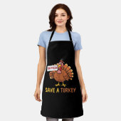 Rett A Turkey Eat Pizza Funny Erntedank Classic Schürze (Getragen)