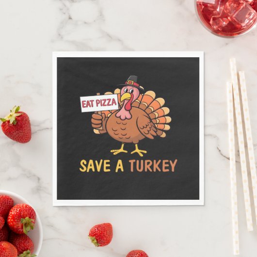 Rett A Turkey Eat Pizza Funny Erntedank Classic Serviette (Beispiel)