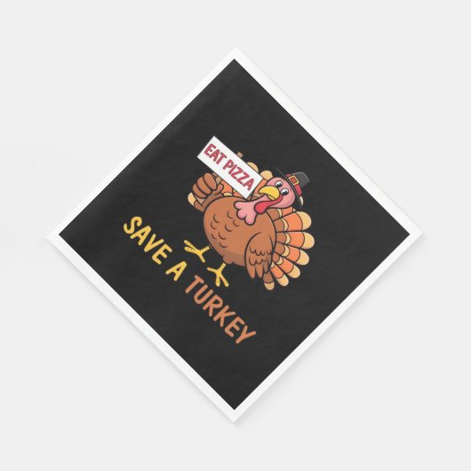 Rett A Turkey Eat Pizza Funny Erntedank Classic Serviette (Ecke)