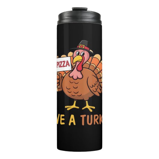 Rett A Turkey Eat Pizza Funny Erntedank Classic Thermosbecher (Vorderseite)