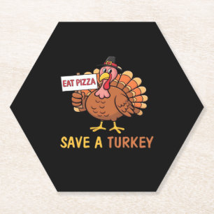 Rett A Turkey Eat Pizza Funny Erntedank Classic Untersetzer