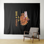 Rett A Turkey Eat Pizza Funny Erntedank Classic Wandteppich (Beispiel (Horizontal))