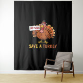 Rett A Turkey Eat Pizza Funny Erntedank Classic Wandteppich (Beispiel)