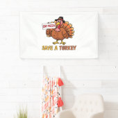 Rett A Turkey Eat Pizza Funny Erntedank Oversiz Banner (Insitu)
