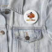 Rett A Turkey Eat Pizza Funny Erntedank Oversiz Button (Beispiel)