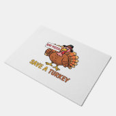 Rett A Turkey Eat Pizza Funny Erntedank Oversiz Fußmatte (Schrägansicht)