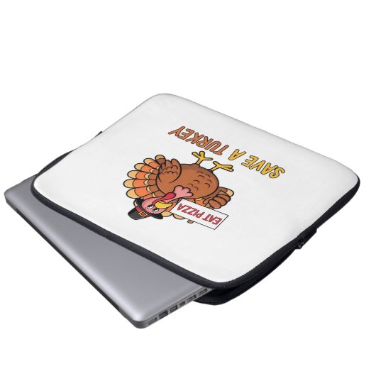 Rett A Turkey Eat Pizza Funny Erntedank Oversiz Laptopschutzhülle (Vorne Knopf)