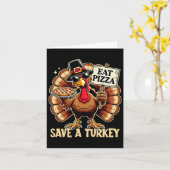 Rett A Turkey Eat Pizza Funny Happy Thanksgiving F Karte (Gelbe Blume)