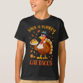 Rett A Turkey Eat Tacos Funny Erntedank Männer Wom T-Shirt (Vorderseite)