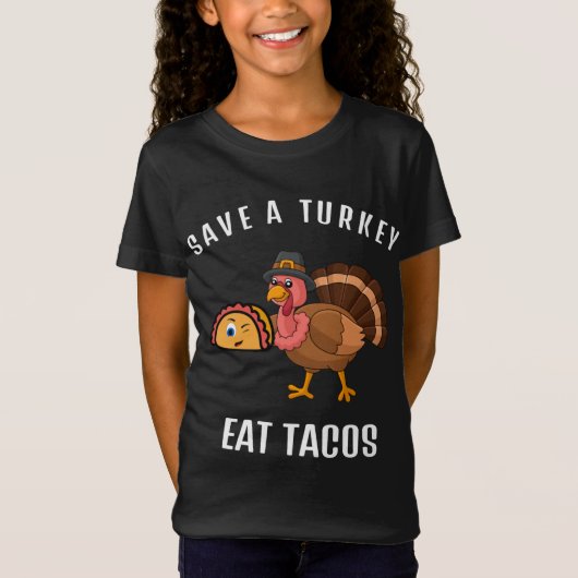 Rett A Turkey Eat Tacos Funny Erntedank Türkei T-Shirt (Vorderseite)