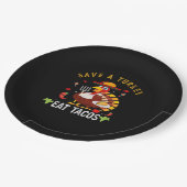 Rett A Turkey Eat Tacos Funny Mexican Pappteller (Schrägansicht)
