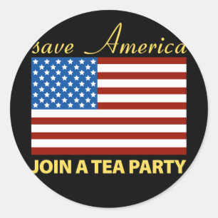Rett American - Teilnahme an einem TEA-Party Runder Aufkleber