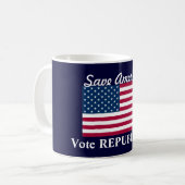 Rett Amerika!/Stimme REPUBLIKANS+U.S. Kaffeetasse (Vorderseite Links)