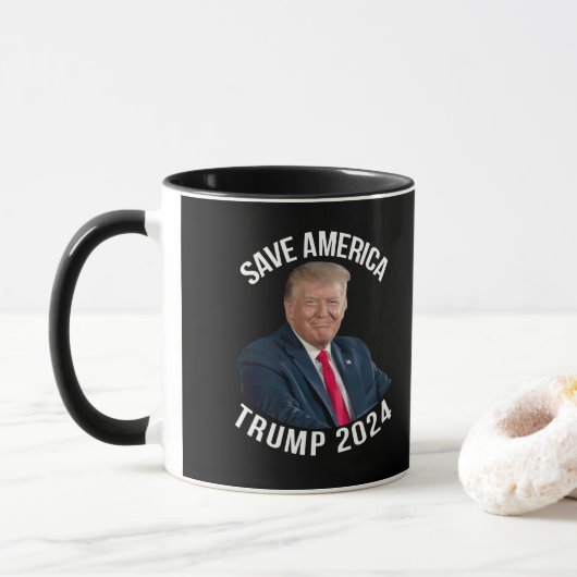 Rett Amerika Trump 2024 Präsident Donald J. Trump Tasse (Mit Donut)