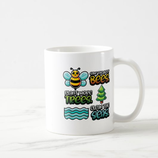 Rett Bienen Pflanze Bäume saubere Meere Umwelt Pro Kaffeetasse (Rechts)