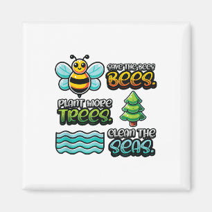 Rett Bienen Pflanze Bäume saubere Meere Umwelt Pro Magnet