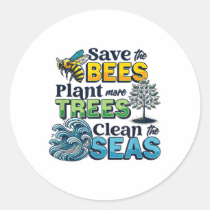 Rett Bienen Pflanze Bäume saubere Meere Umwelt Pro Runder Aufkleber