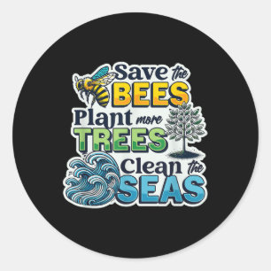 Rett Bienen Pflanze Bäume saubere Meere Umwelt Pro Runder Aufkleber