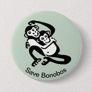 Rett BONOBOS - Gefährdete Tiergrafik - Grün Button