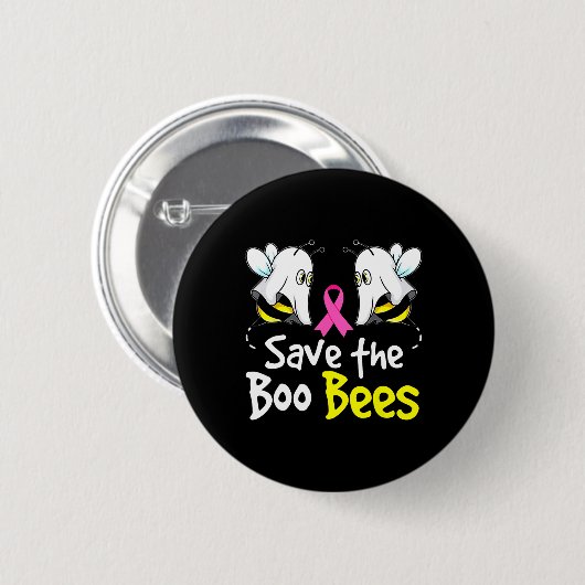 Rett Boo Bees Fun Breast Cancer Awareness Hallowee Button (Vorne & Hinten)