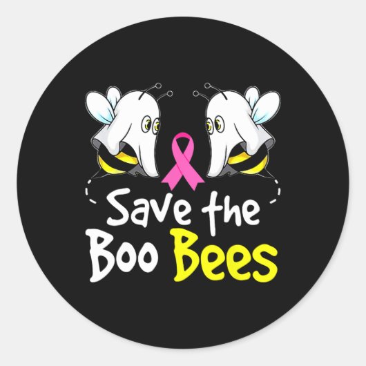 Rett Boo Bees Fun Breast Cancer Awareness Hallowee Runder Aufkleber (Vorderseite)