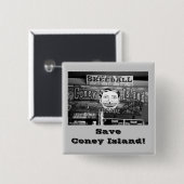 Rett Coney Island! Eckiger Knopf Button (Vorne & Hinten)