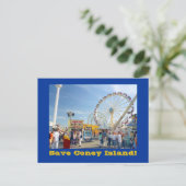 Rett Coney Island! Postkarte (blau) (Stehend Vorderseite)