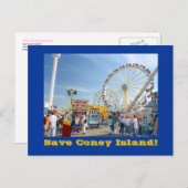Rett Coney Island! Postkarte (blau) (Vorne/Hinten)