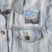 Rett Coney Island! Square Button (blau) (Beispiel)