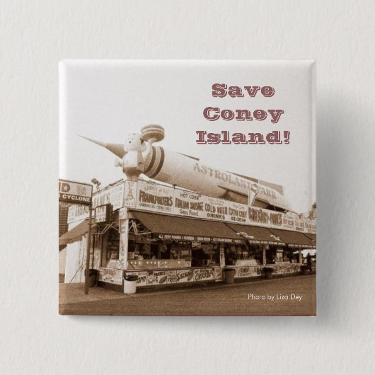 Rett Coney Island! Square Button (Sepia) (Vorderseite)