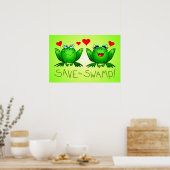 Rett das Grüne Poster der Sumpffrosch-Liebe (Küche)