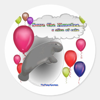 Rett das Manatee.. ein Stück Kuchen Runder Aufkleber