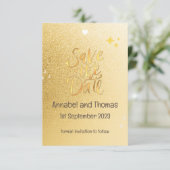 RETT DAS ZEITPUNKT - funkelnd Gold. bearbeitbar Save The Date (Stehend Vorderseite)