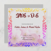 Rett Date Hochzeit Berufliches Blumenmuster Save The Date (Vorne/Hinten)