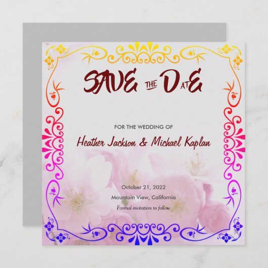 Rett Date Hochzeit Berufliches Blumenmuster Save The Date (Vorne/Hinten)