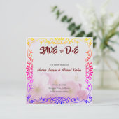 Rett Date Hochzeit Berufliches Blumenmuster Save The Date (Stehend Vorderseite)