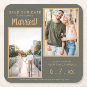 Rett Datum 2 Foto Rust Brown Moss Green Untersetze Rechteckiger Pappuntersetzer (Vorderseite)