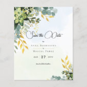 Rett Datum Eukalyptus Green Gold Hochzeitsgrün (Vorderseite)